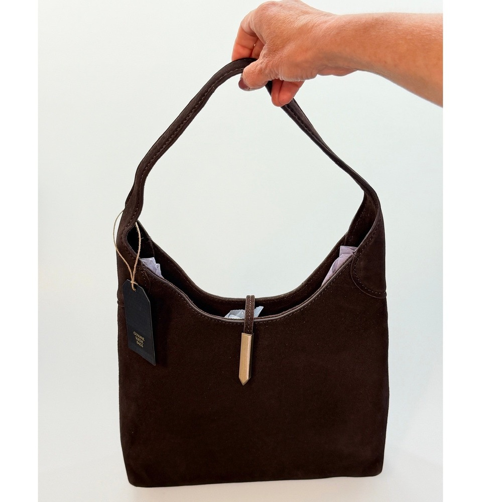 NEW Genuine Suede Brown Hobo Shoulder Bag Slouchy Boho Tote NWT
